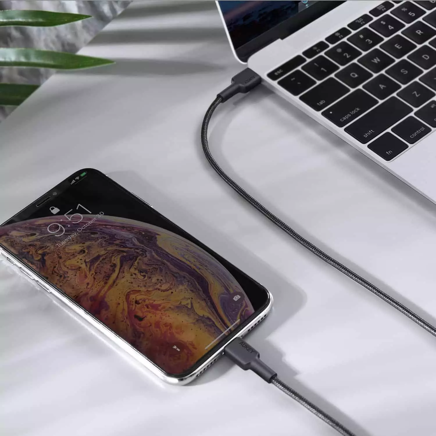 ssdd.zone 1551942434 Aukey CB CL1 Official Aukey USB C To Lightning Cable (1M) MFI Braided Nylon