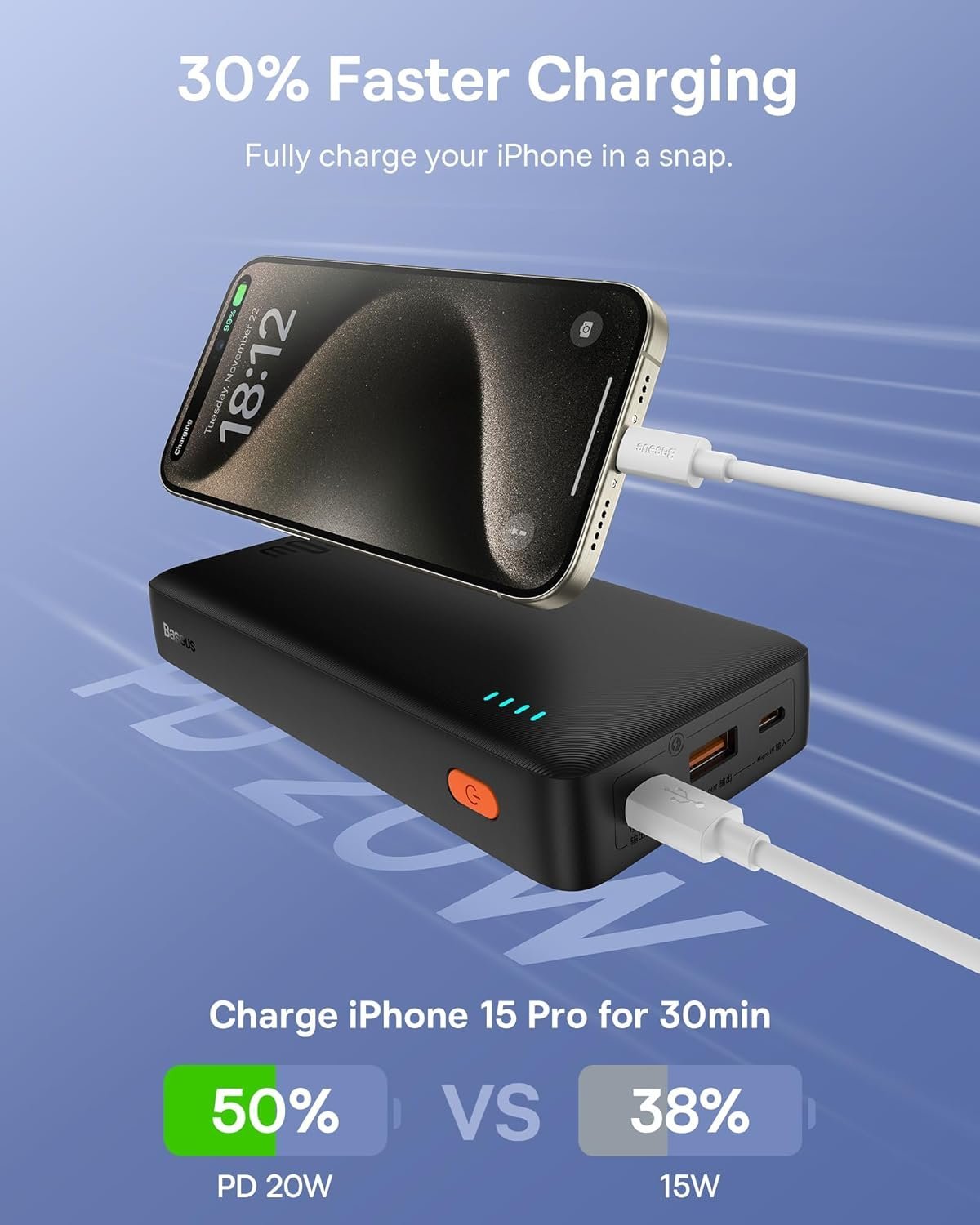 POWER BANK BASEUS PPAP20K AIRPOW 20W 20000MAH 2 Baseus 20000mAh 20W Fast Charging Power Bank
