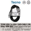 TECNO TYPE C TO TYPE C CABLE 5 AMP 100W