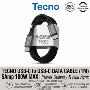 TECNO TYPE C TO TYPE C CABLE 5A 100W 