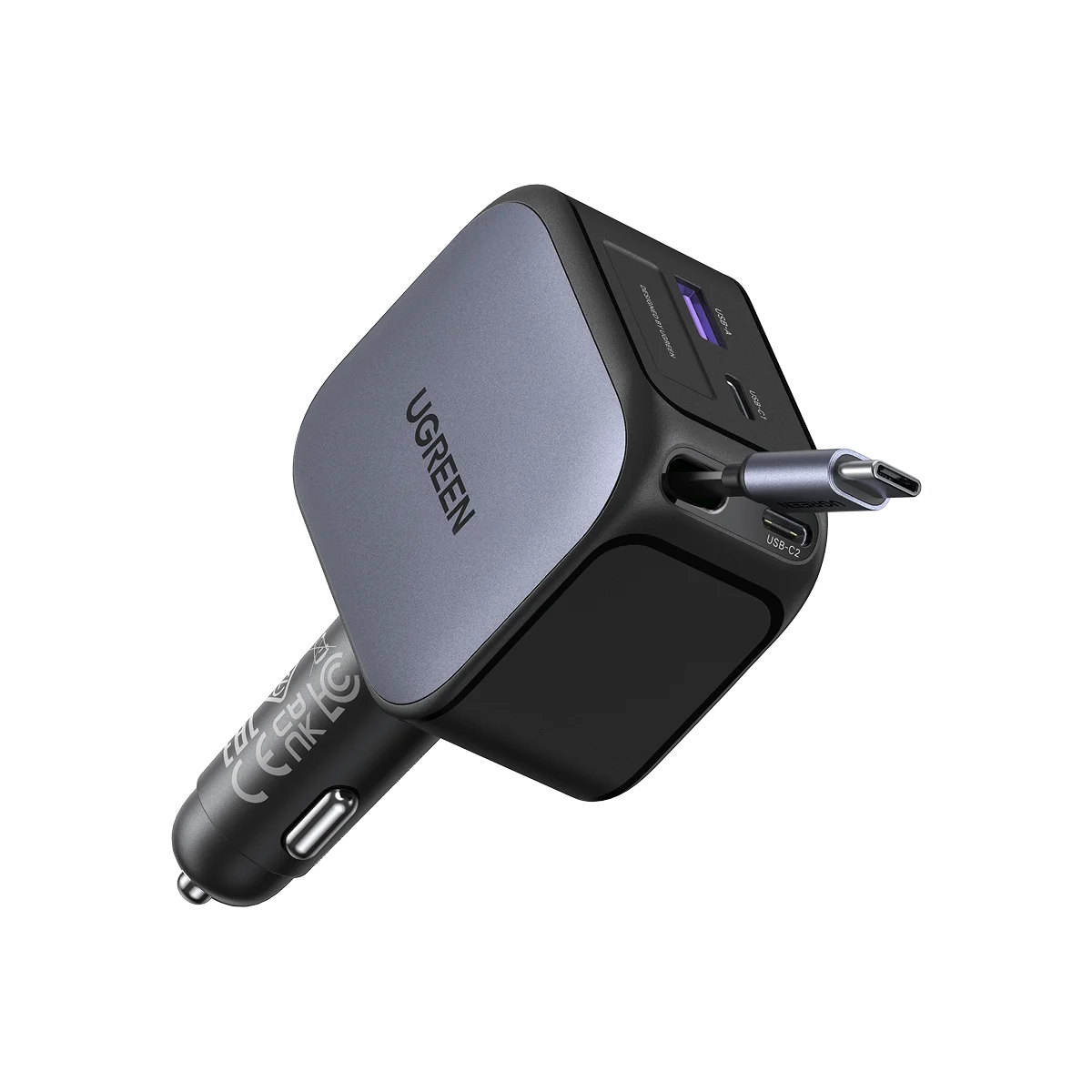 UGREEN 145W Car Charger with Retractable Cable Nexode Series