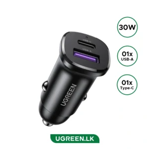 UGREEN 30W Type-C USB Dual Port Car Charger