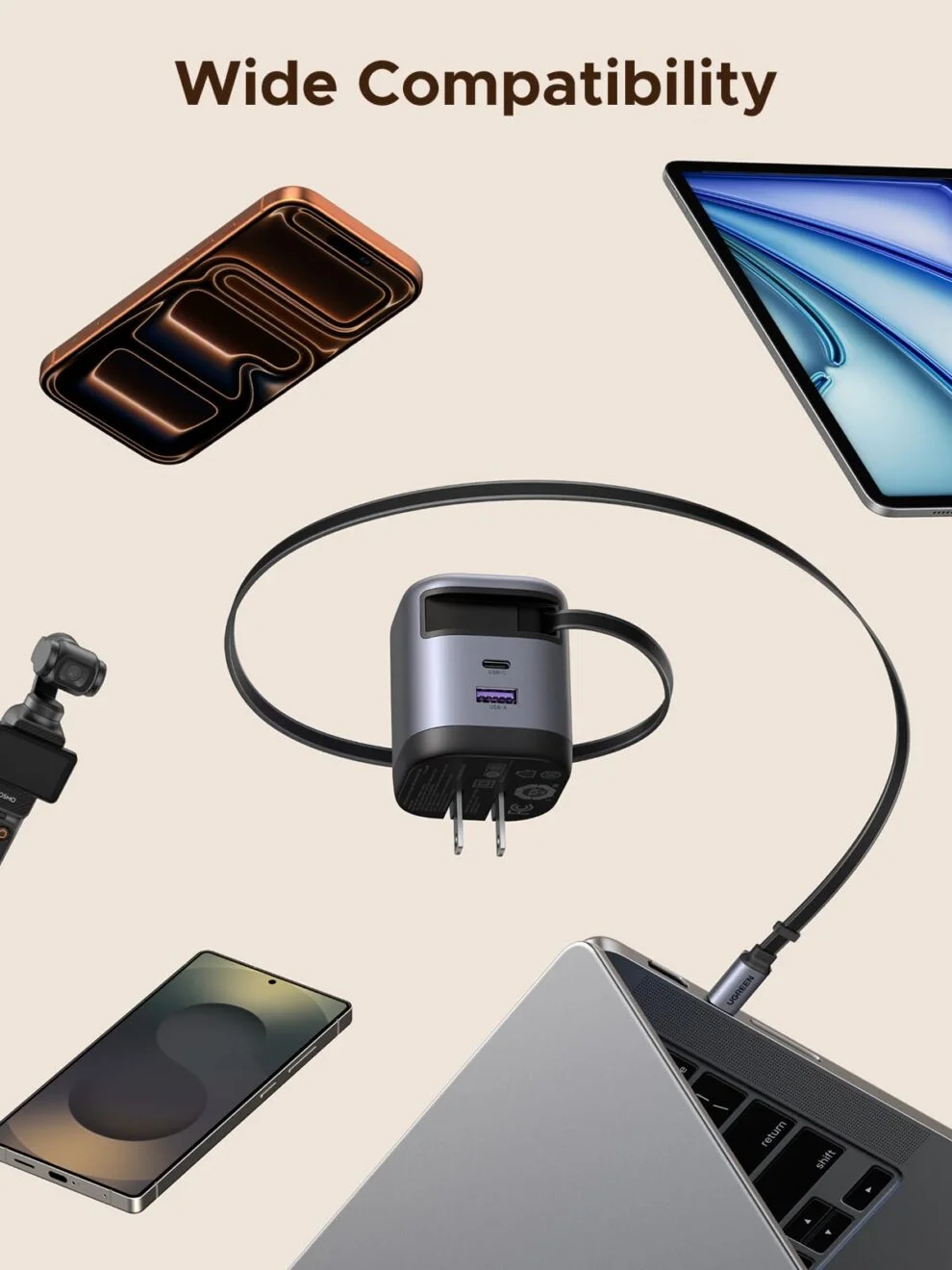 UGREEN 45W Nexode Charger with Retractable Cable