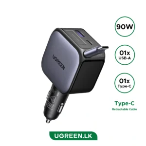 UGREEN 90W Car Charger Retractable Cable Nexode Series