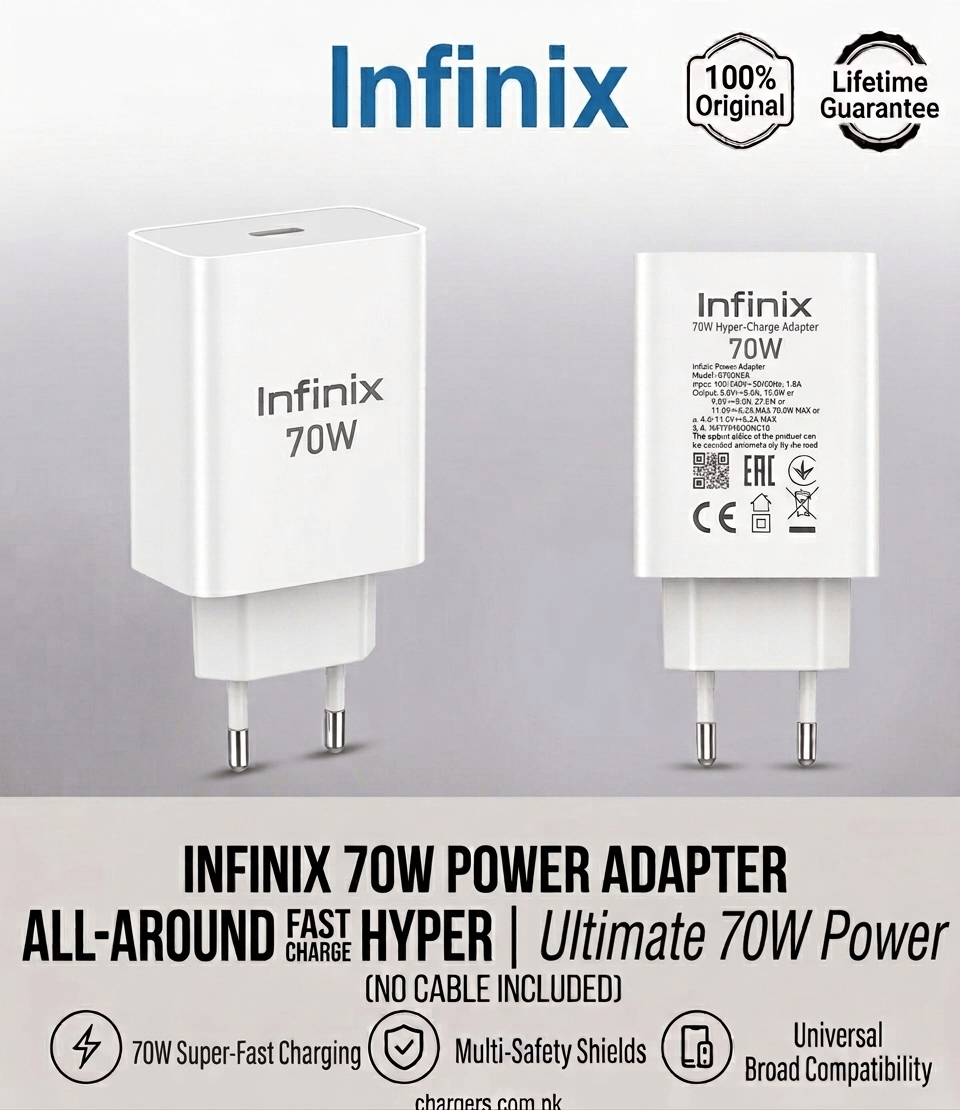 Infinix 70W Adapter All-Round Fast Charge infinix 70w adapter price in pakistan