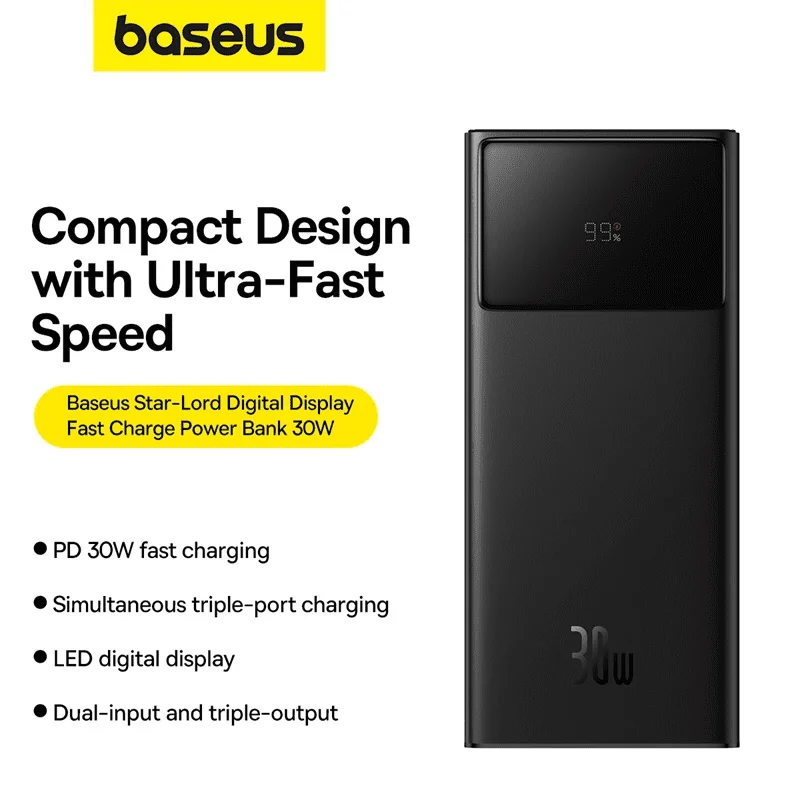 Baseus 20000mAh 30W Power Bank with Digital Display